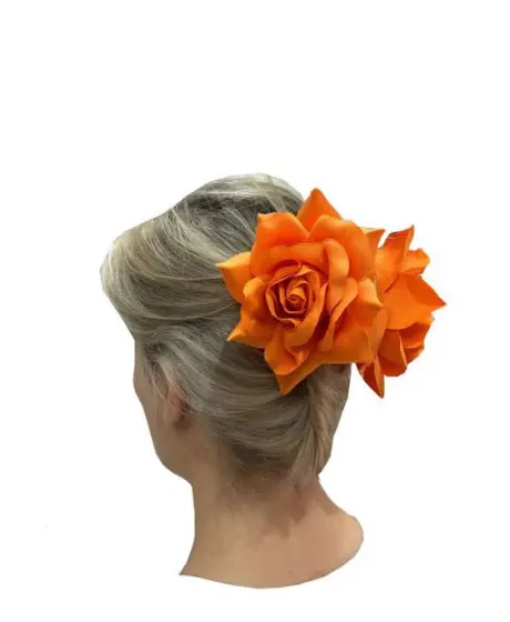オレンジの薔薇のヘアクリップ | FlamencoExport